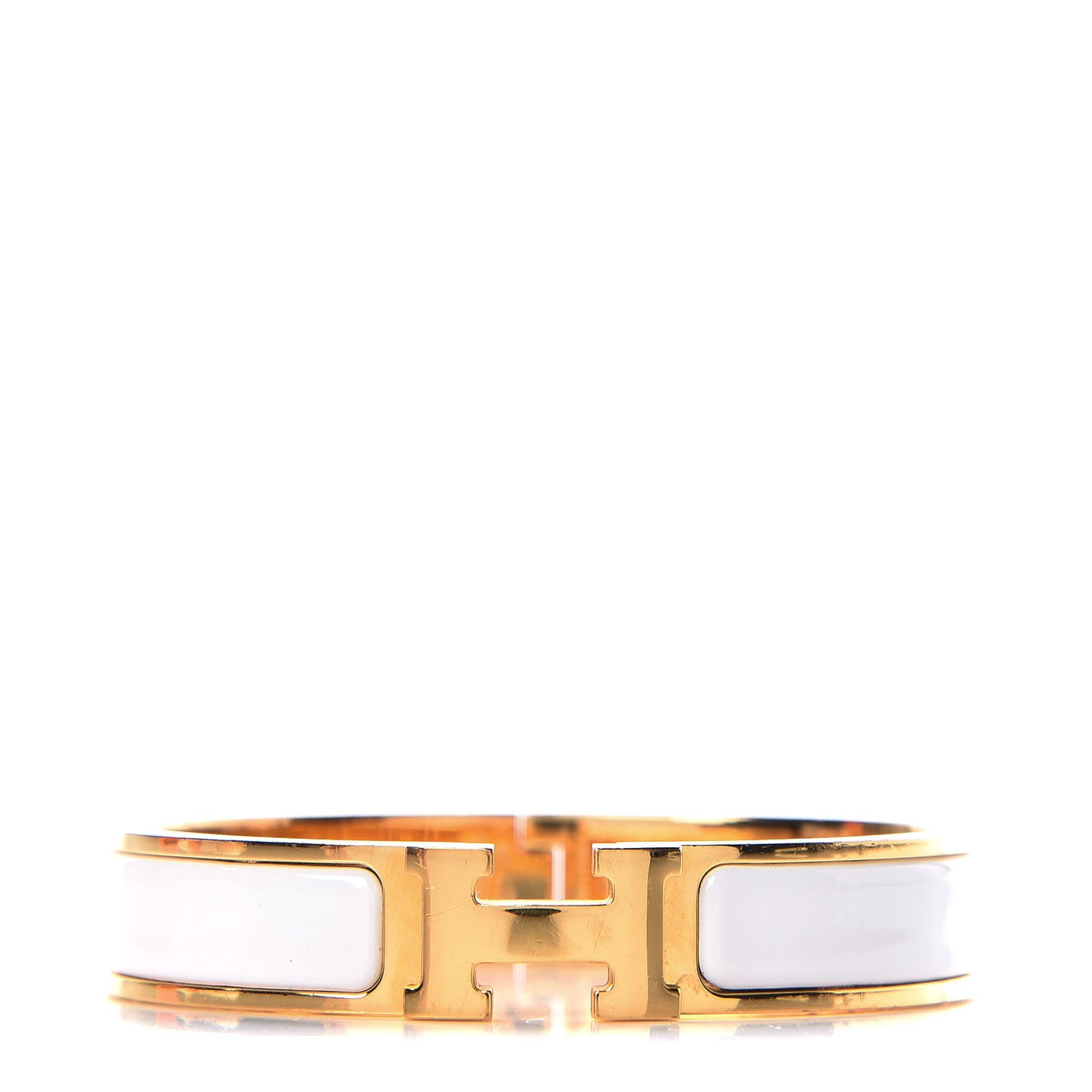 Enamel Narrow Clic Clac H Bracelet GM White