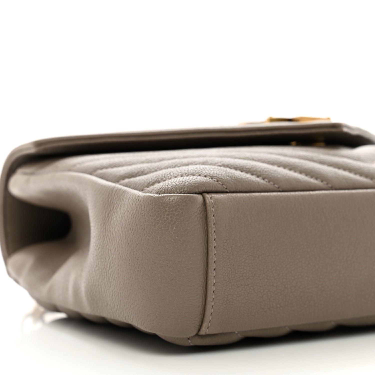 Saint Laurent Sheepskin Matelasse Chevron Monogram Medium College Bag Greyish Brown 10 of 11