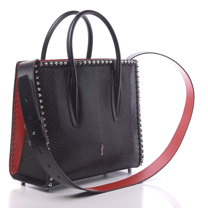 Christian Louboutin Calfskin Reptile Embossed Medium Paloma Black 3 of 10