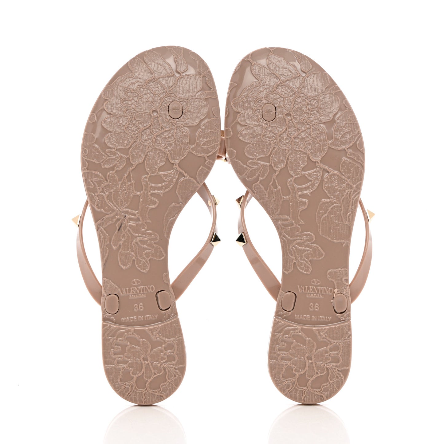 PVC Jelly Rockstud Bow Thong Sandals 36 Poudre