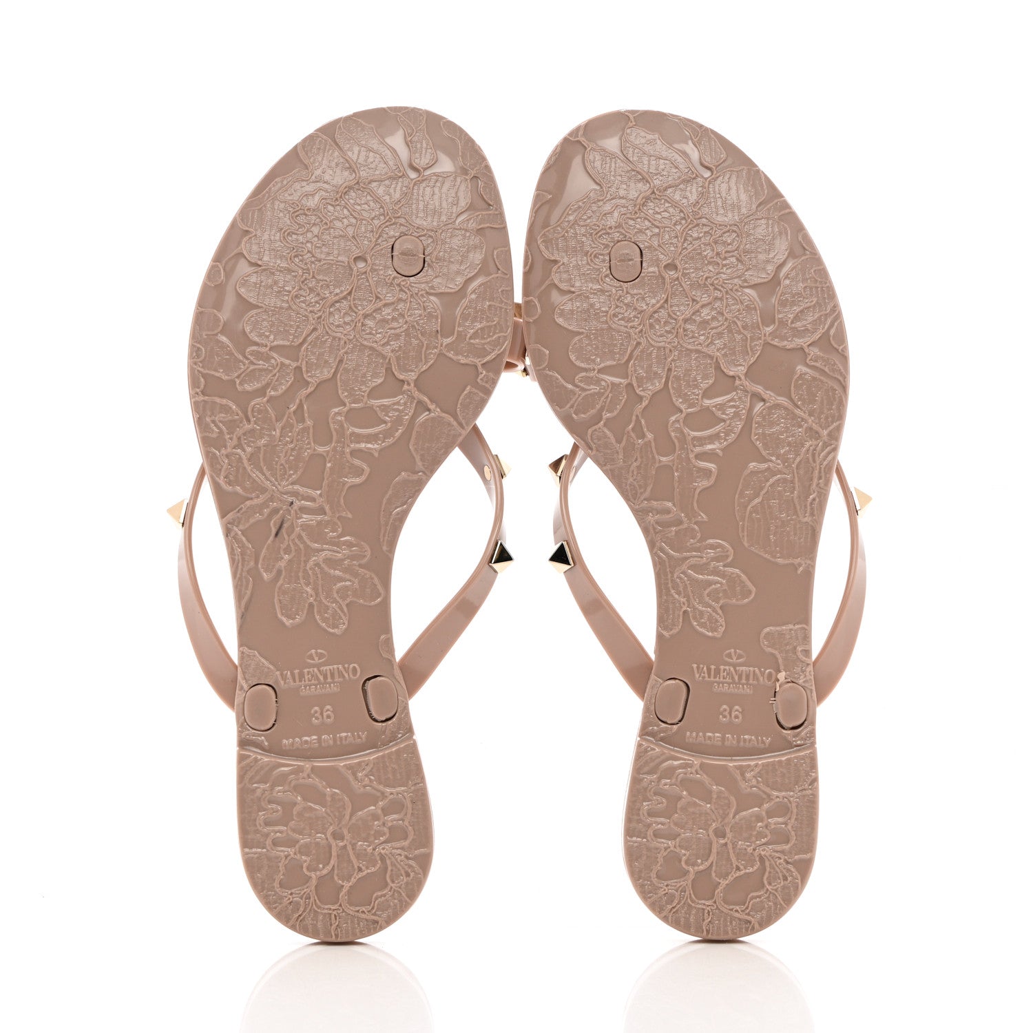 Valentino Garavani PVC Jelly Rockstud Bow Thong Sandals 36 Poudre 5 of 10
