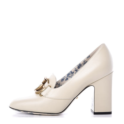 Gucci Malaga Kid GG Victoire 95mm Loafer Pumps 37.5 Vintage White 1 of 10
