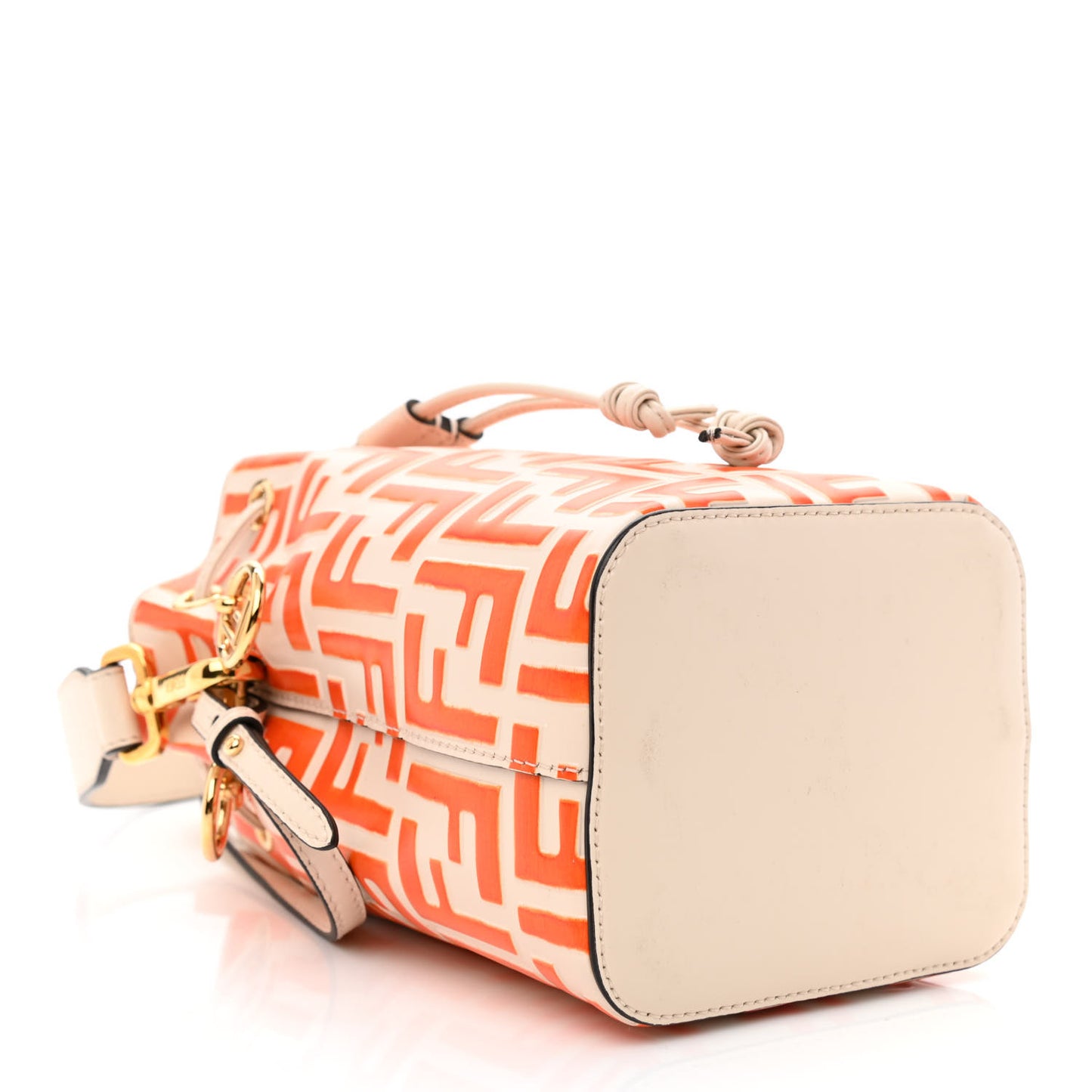 Vitello Liberty F is Fendi Bi-Color FF 1974 Embossed Mini Mon Tresor Bucket Bag Camelia Aranciata