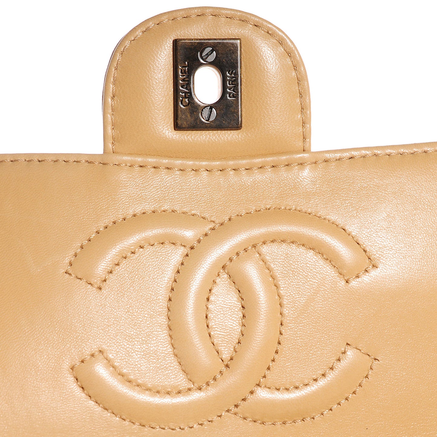 Lambskin Bekko Resin Medium Single Flap Beige