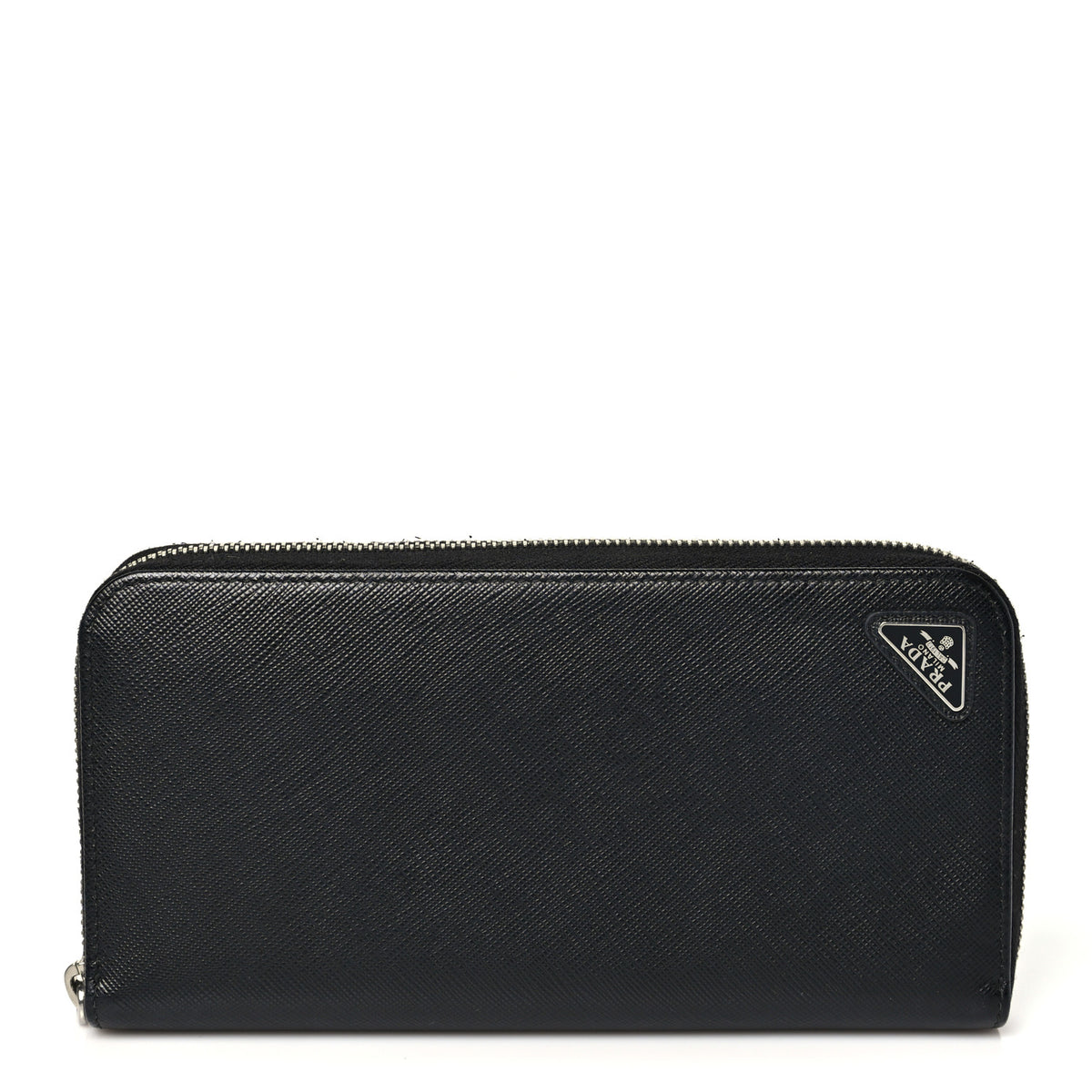 Prada Saffiano Triangle Zip Wallet Black 1 of 14