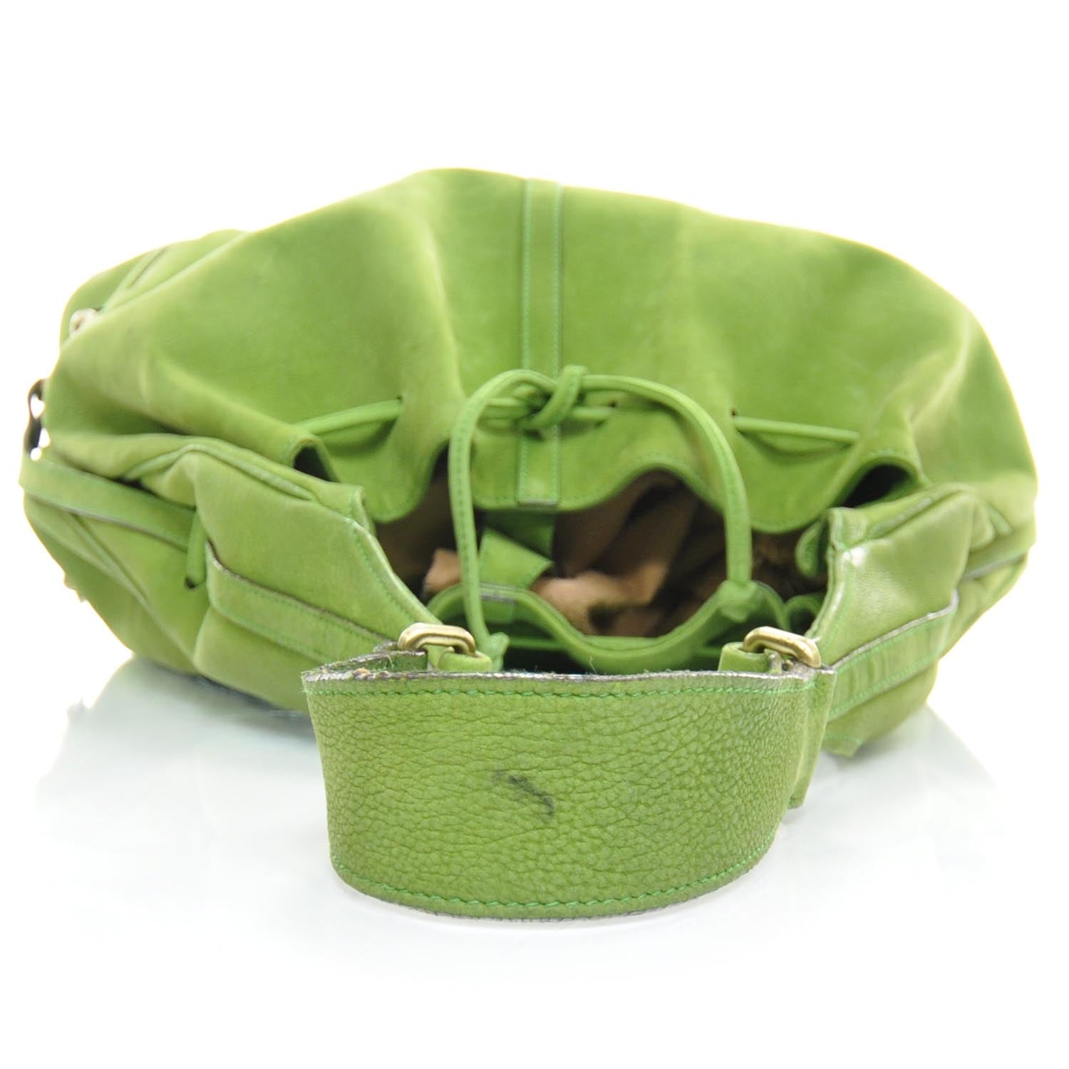 Burberry Leather Drawstring Hobo Green 6 of 8