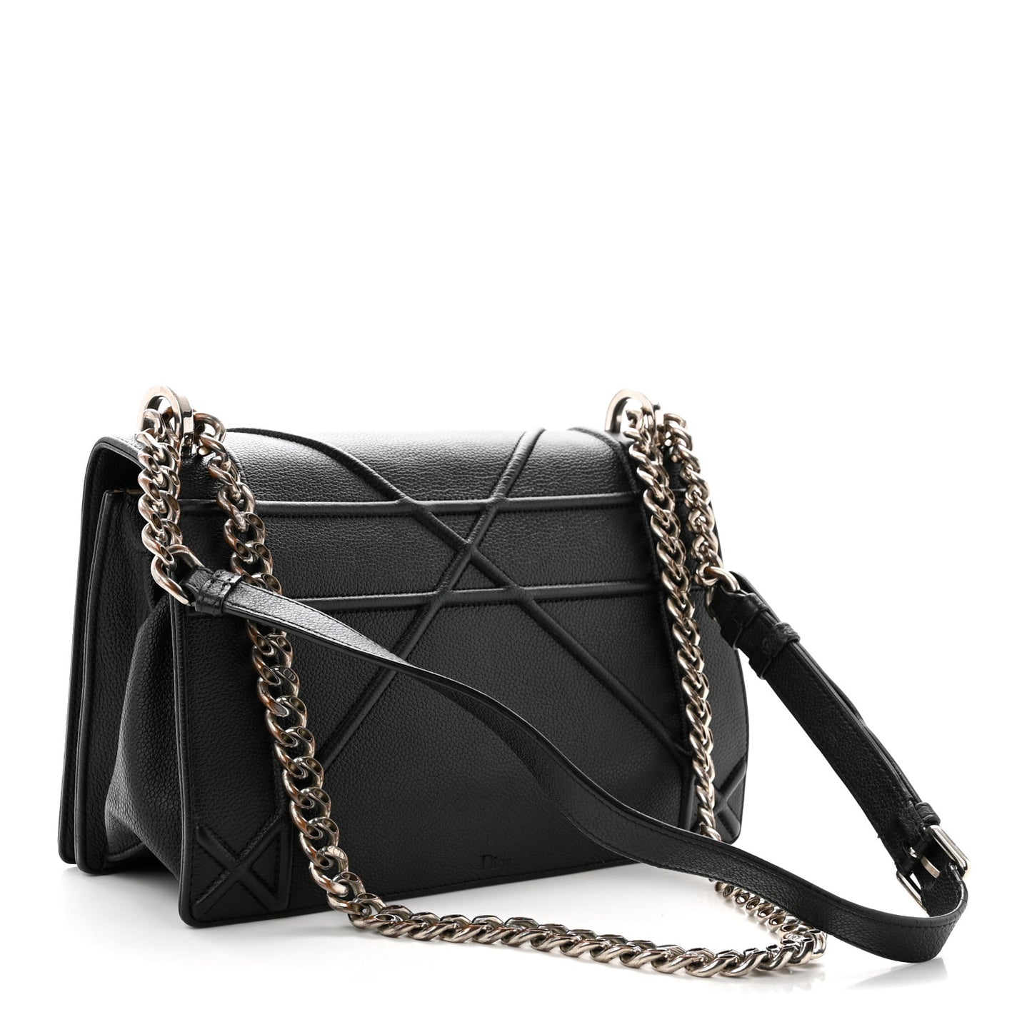 Grained Calfskin Medium Diorama Flap Bag Black