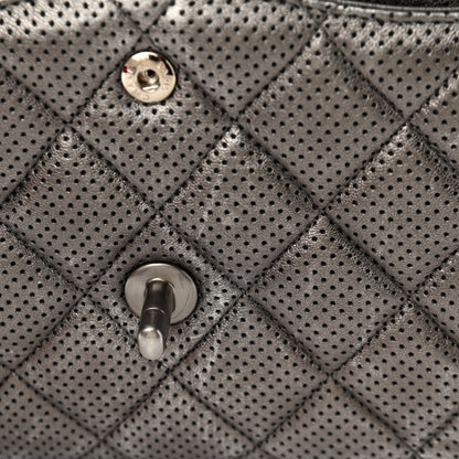 Chanel Metallic Perforated Lambskin Quilted Jumbo Double Flap Dark Silver 11 of 11