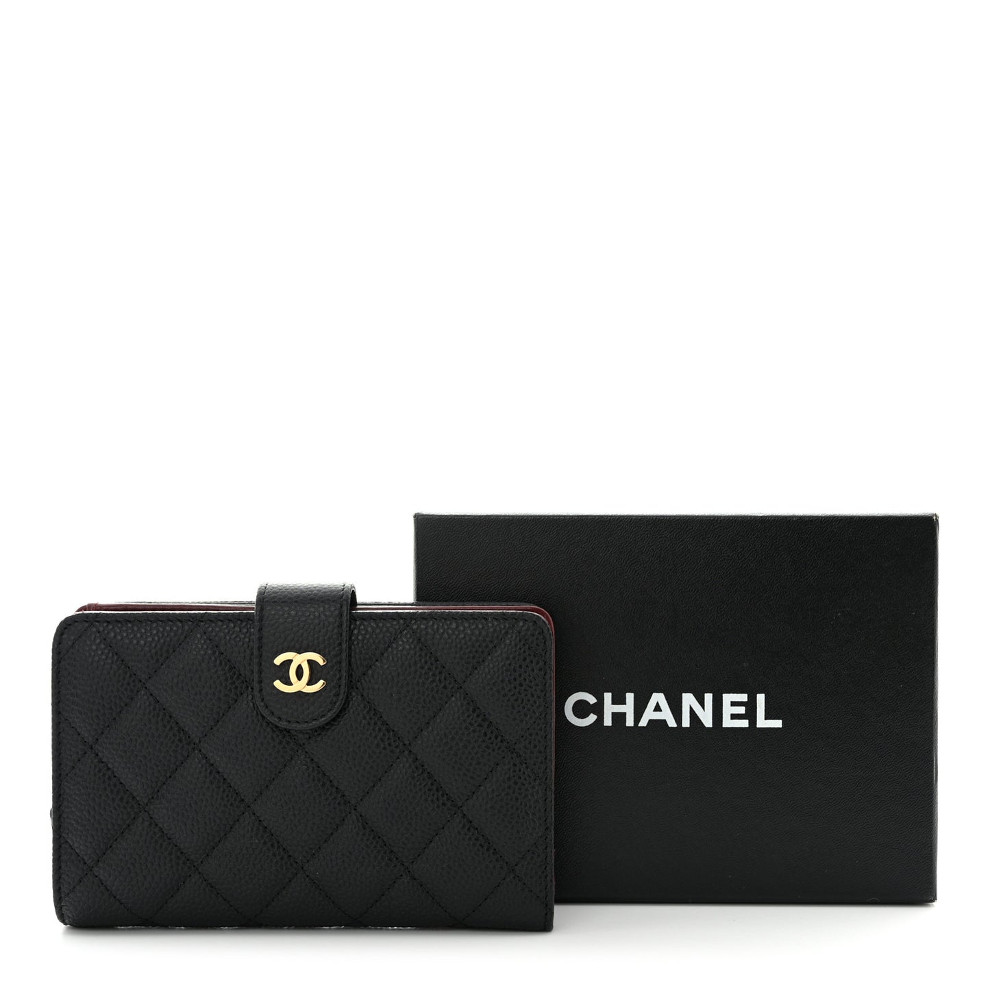 Caviar Quilted Zipped Pocket Wallet Black