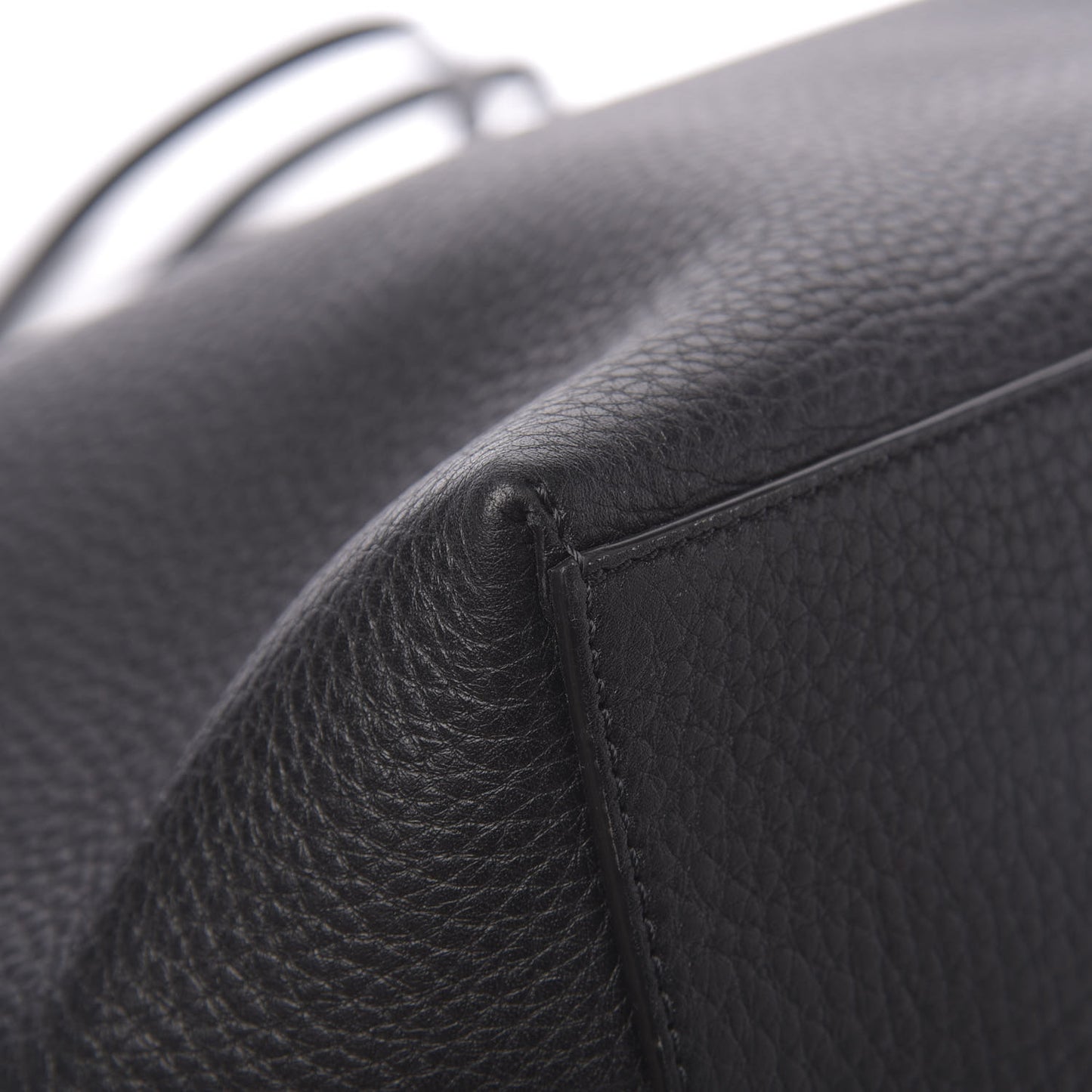 Grained Calfskin Rockstud Shoulder Tote Black
