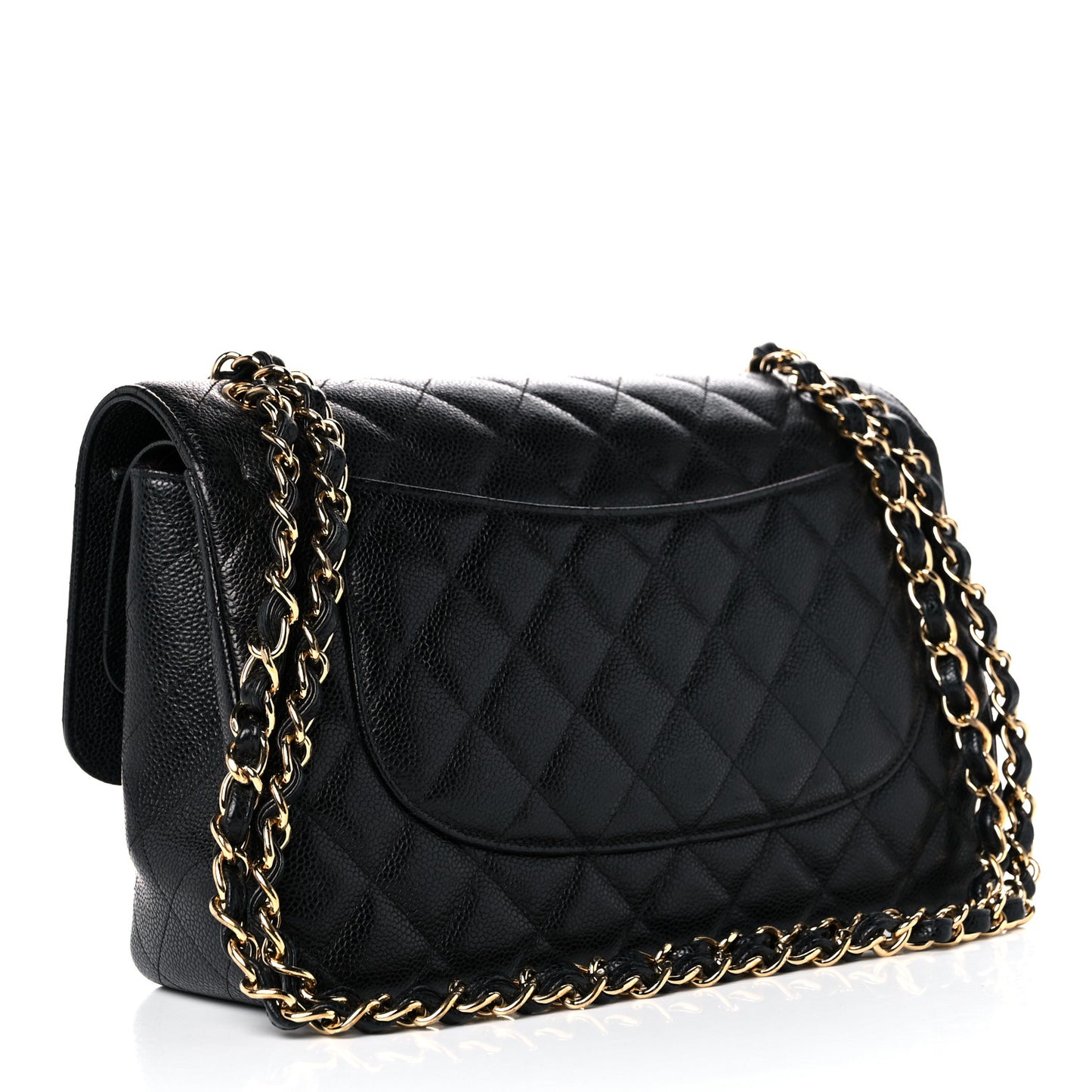 Caviar Quilted Jumbo Double Flap Black