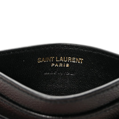Saint Laurent Grain De Poudre Matelasse Chevron Monogram Credit Card Case Black 6 of 7
