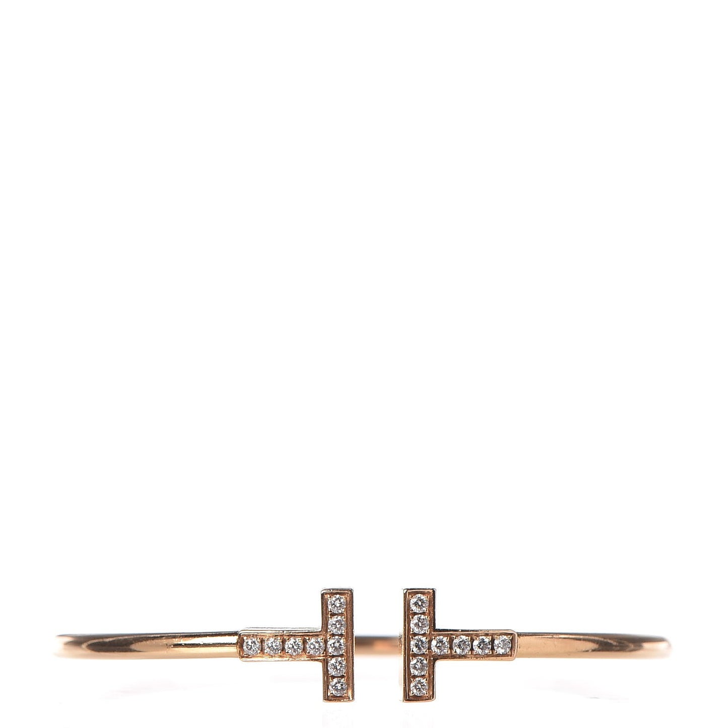 18K Yellow Gold Diamond T Wire Bracelet