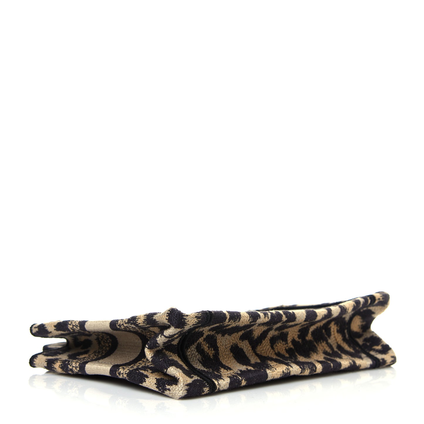 Canvas Mizza Embroidered Mini Leopard Book Tote Beige