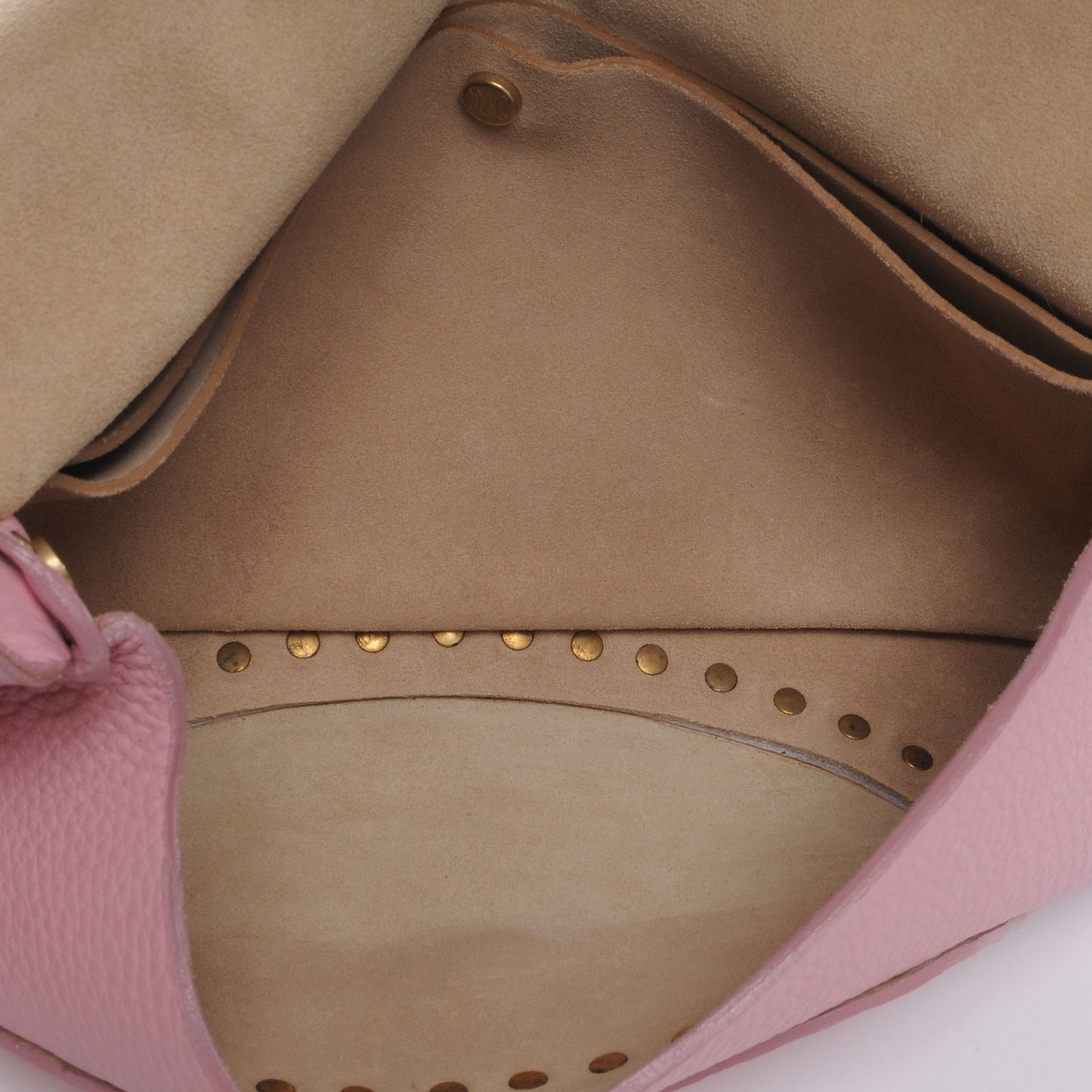 Leather Studded Shoulder Bag Pink