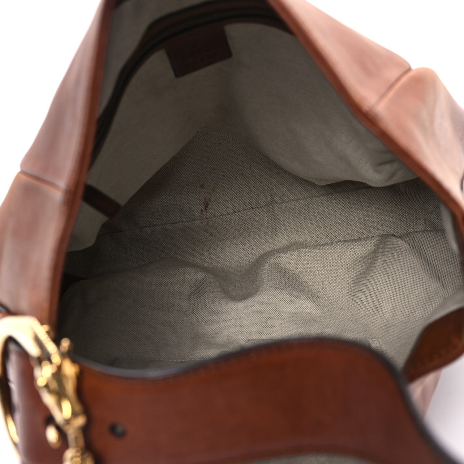 Gucci Washed Soft Calfskin Ribot Horse Heads Hobo Marrone Medio 5 of 13