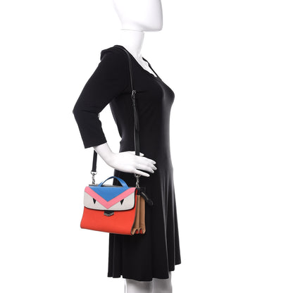 Fendi Vitello Elite Monster Mini Demi Jour Shoulder Bag Papavero Royal Blue Multicolor 2 of 12