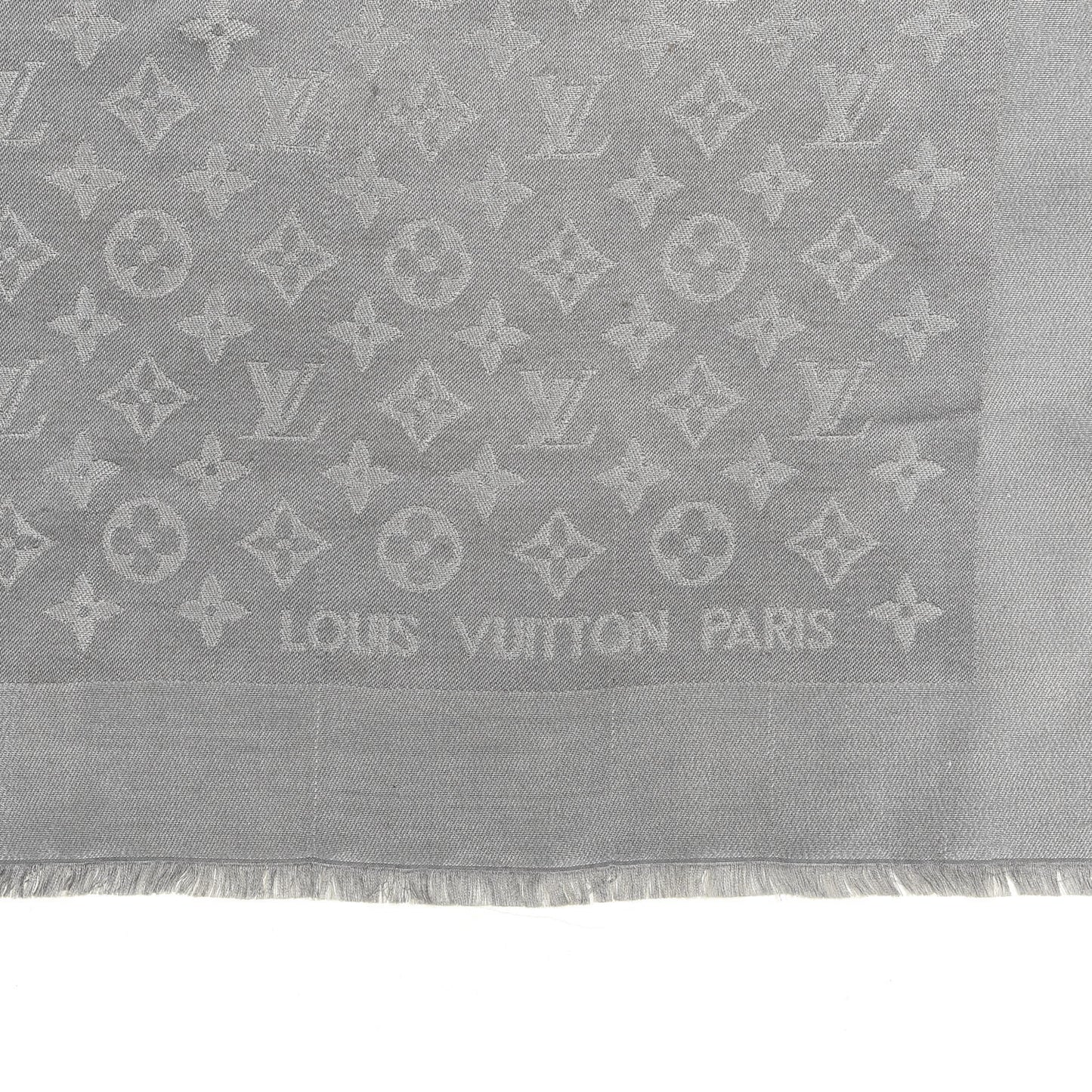 Silk Lurex Wool Monogram Shine Shawl Charcoal Grey