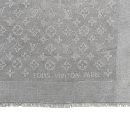 Louis Vuitton Silk Lurex Wool Monogram Shine Shawl Charcoal Grey 2 of 3