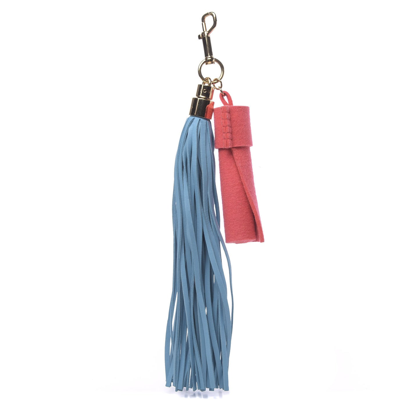 Calfskin Rainbow Bag Charm Tassel Blue