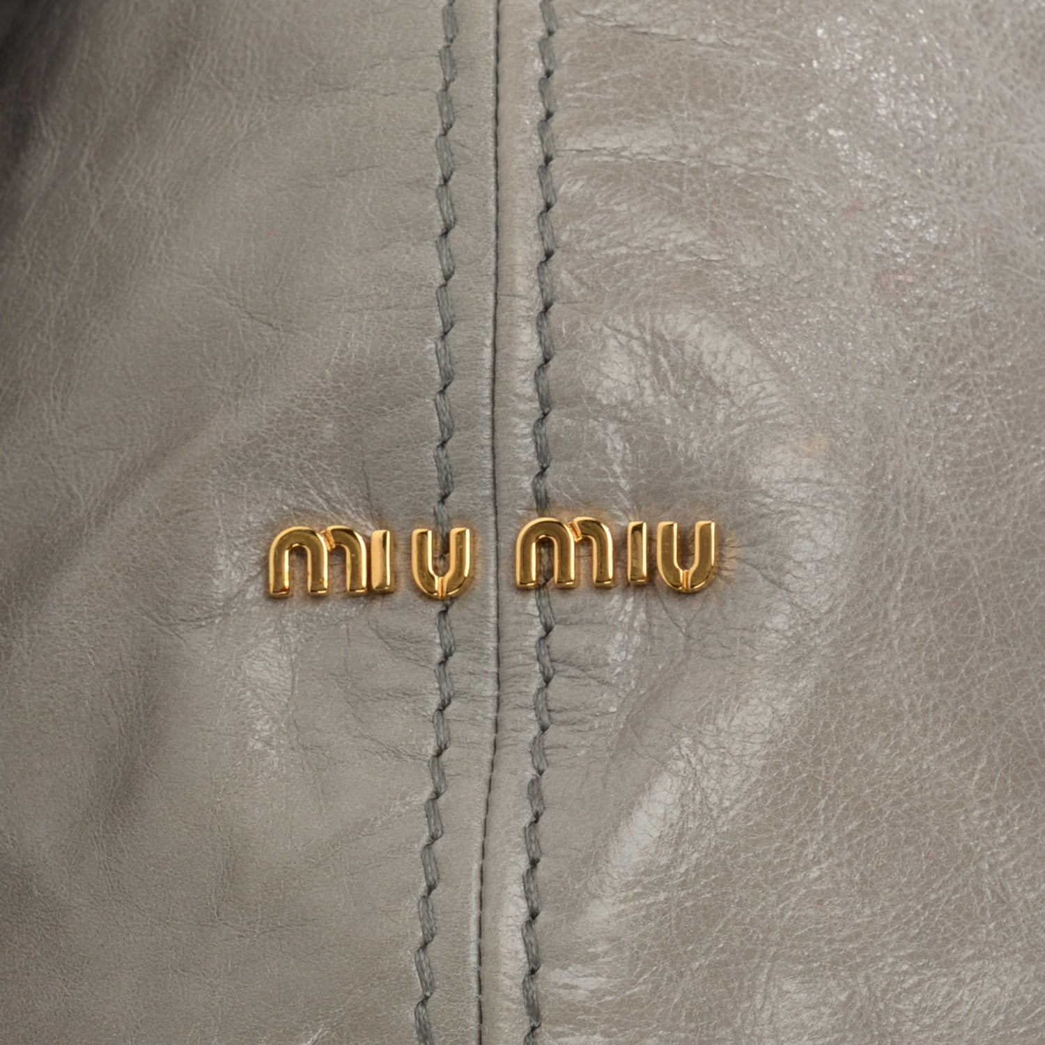 Miu Miu Vitello Lux Gathered Shopper Tote Astro 8 of 8