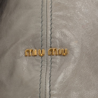 Miu Miu Vitello Lux Gathered Shopper Tote Astro 8 of 8