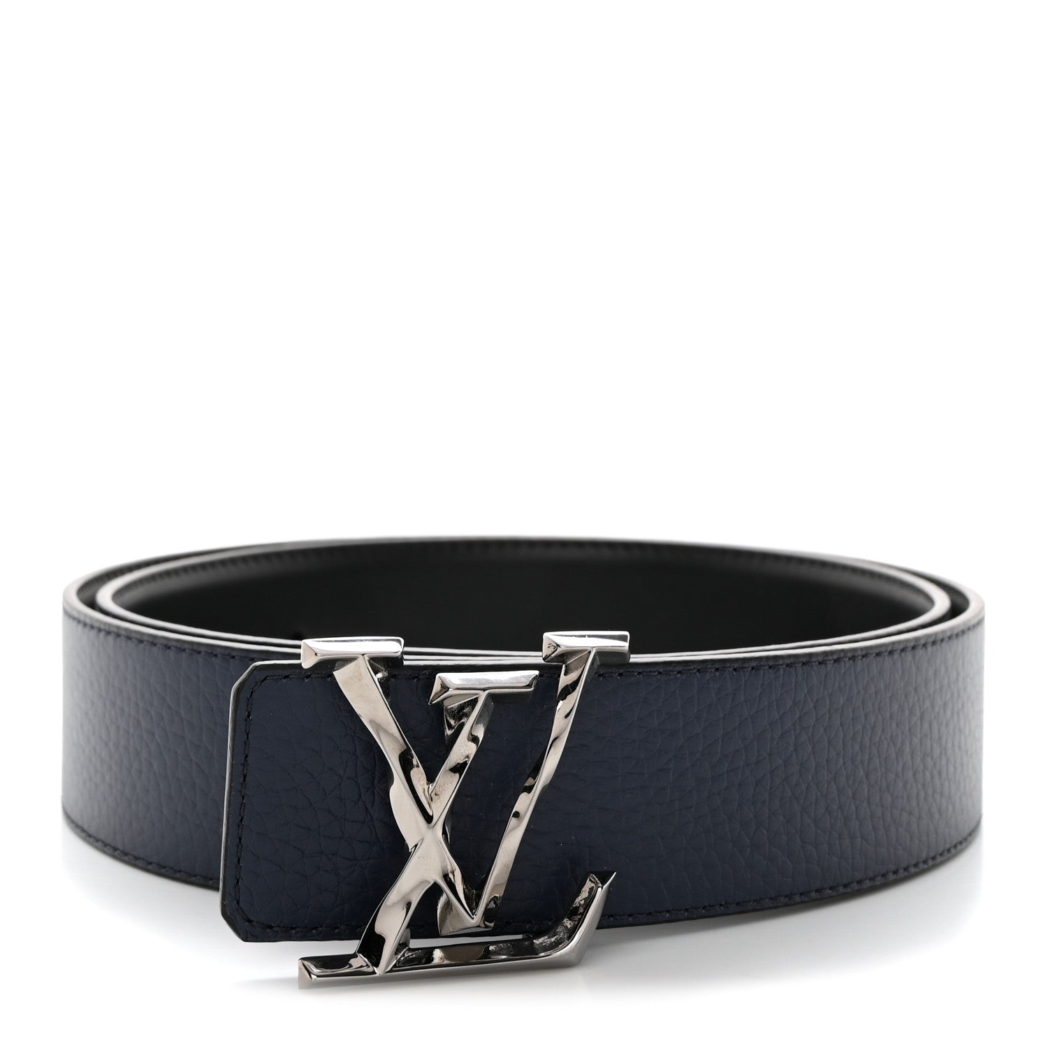 Louis Vuitton Taurillon Calfskin 40mm LV Initiales Reversible 90 36 Belt Black Navy 1 of 5