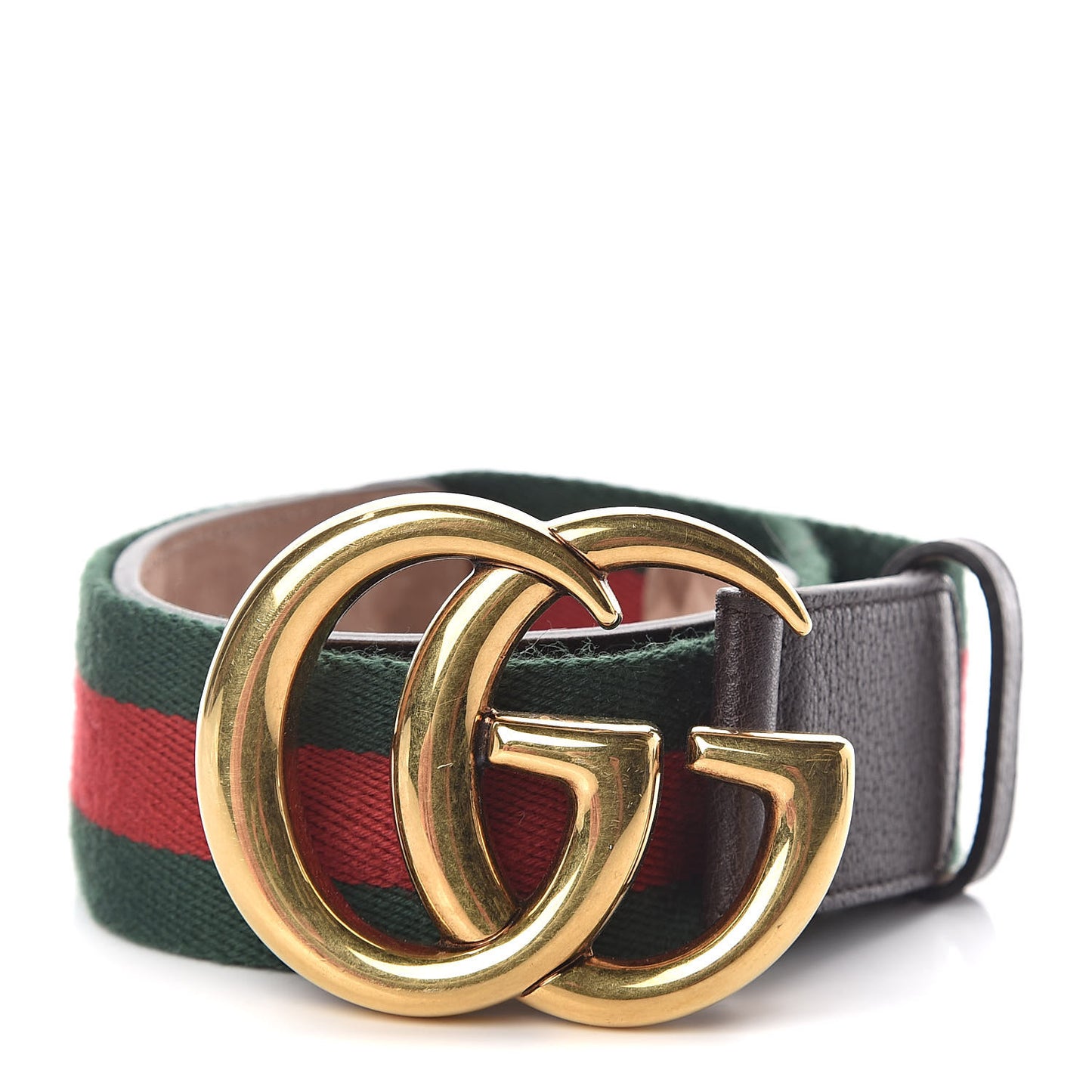 Nylon Textured Calfskin Double G Web 40mm Belt 70 28 Green Red Dark Cocoa