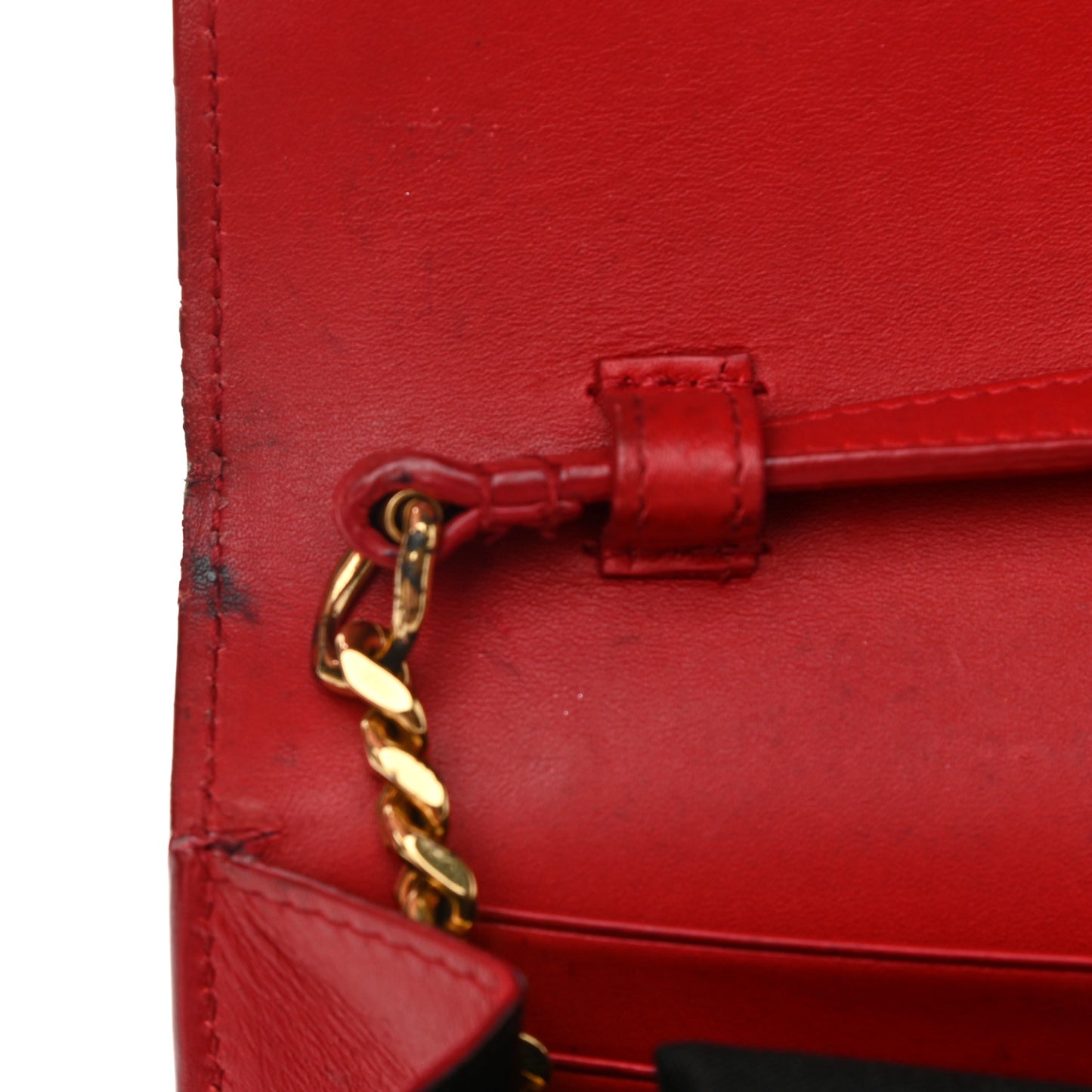 Smooth Calfskin Classic Monogram Kate Wallet On Chain Red