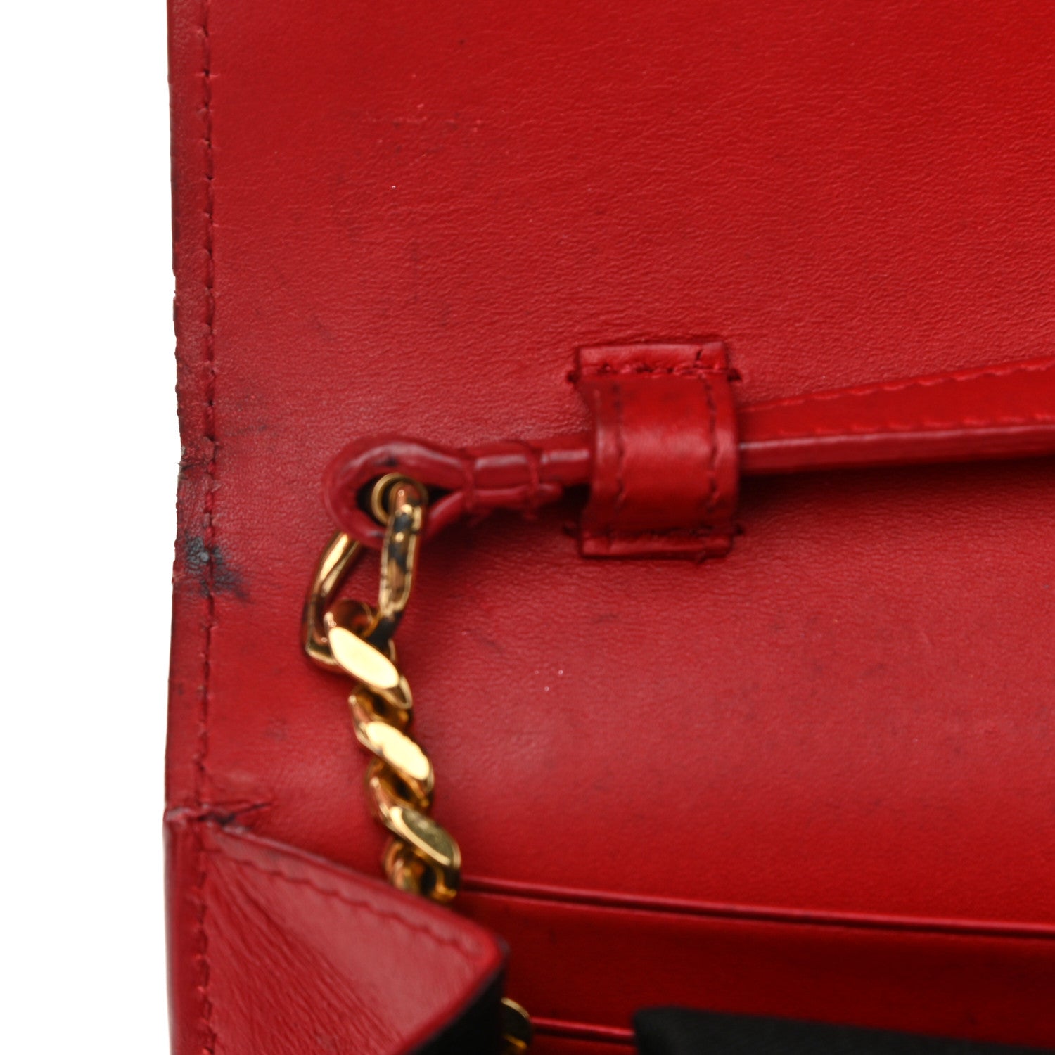 Saint Laurent Smooth Calfskin Classic Monogram Kate Wallet On Chain Red 11 of 14