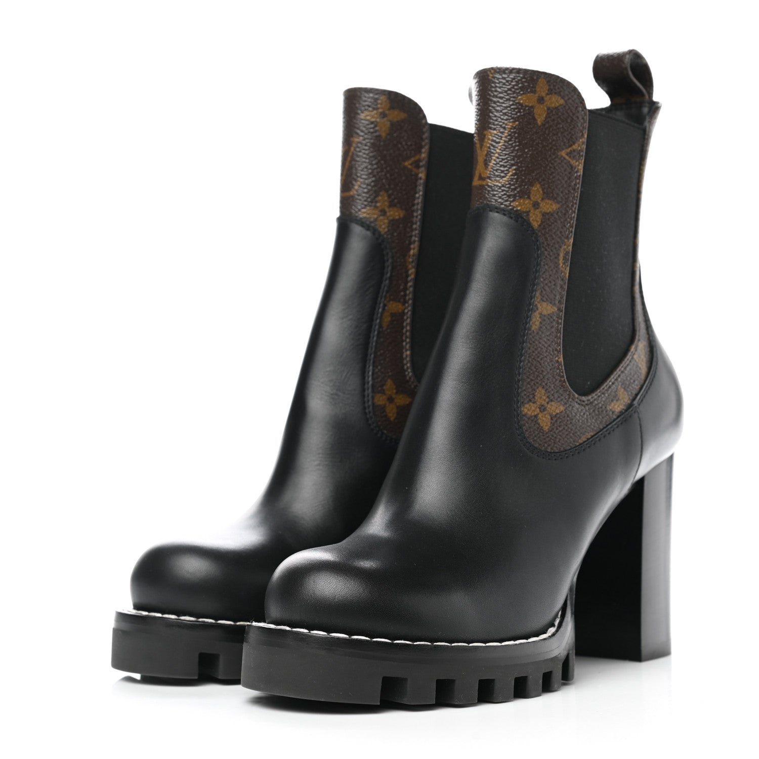 Louis Vuitton Calfskin Monogram Star Trail Ankle Boots 35 Black 3 of 8