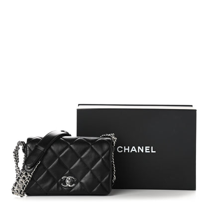 Chanel Lambskin Quilted Small Chain Rows Flap Black 11 of 11