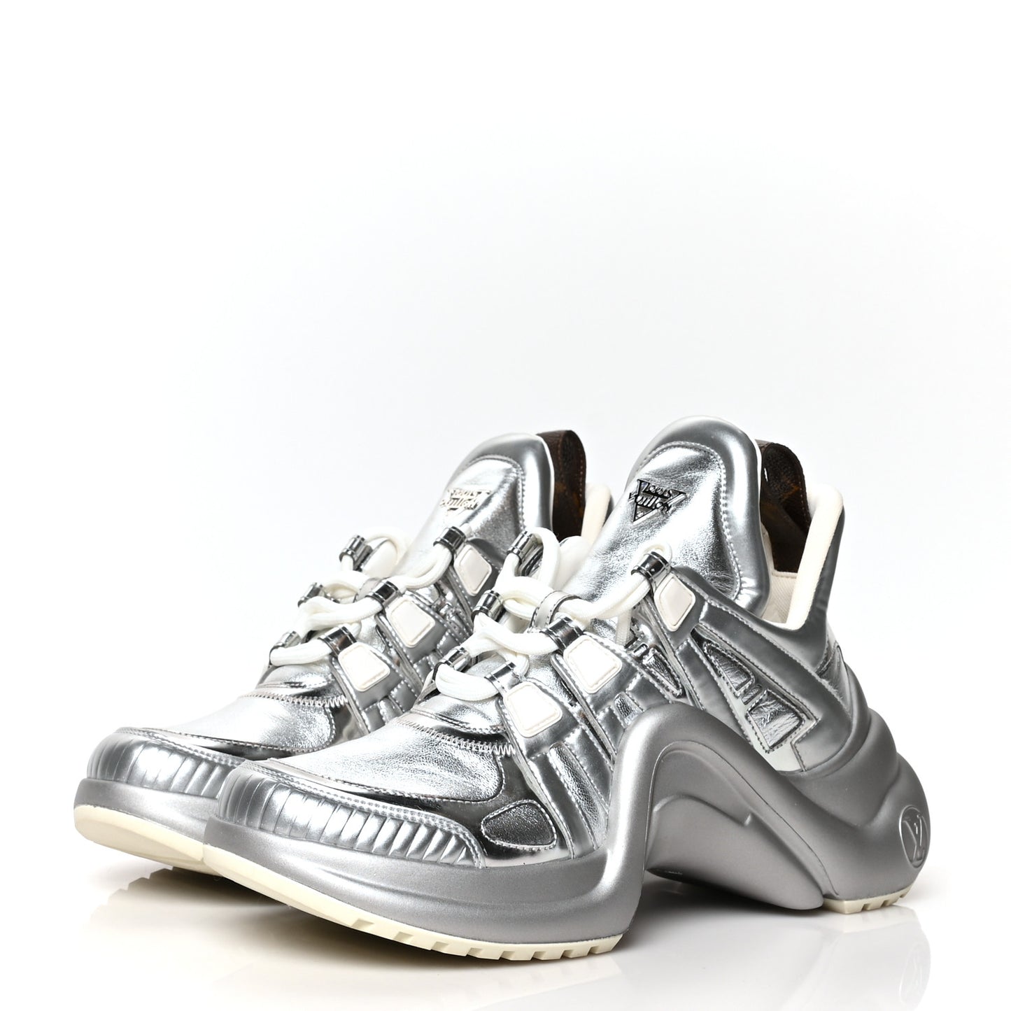 Metallic Calfskin Technical Nylon LV Archlight Sneakers 39 Silver