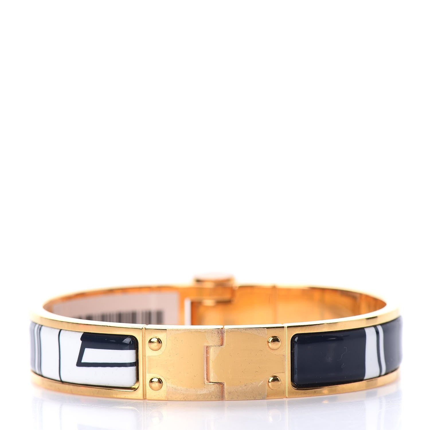 Hermes Enamel Printed Narrow Charniere Le Coupes Tattoo Hinged Bracelet S Positif Negatif 3 of 5