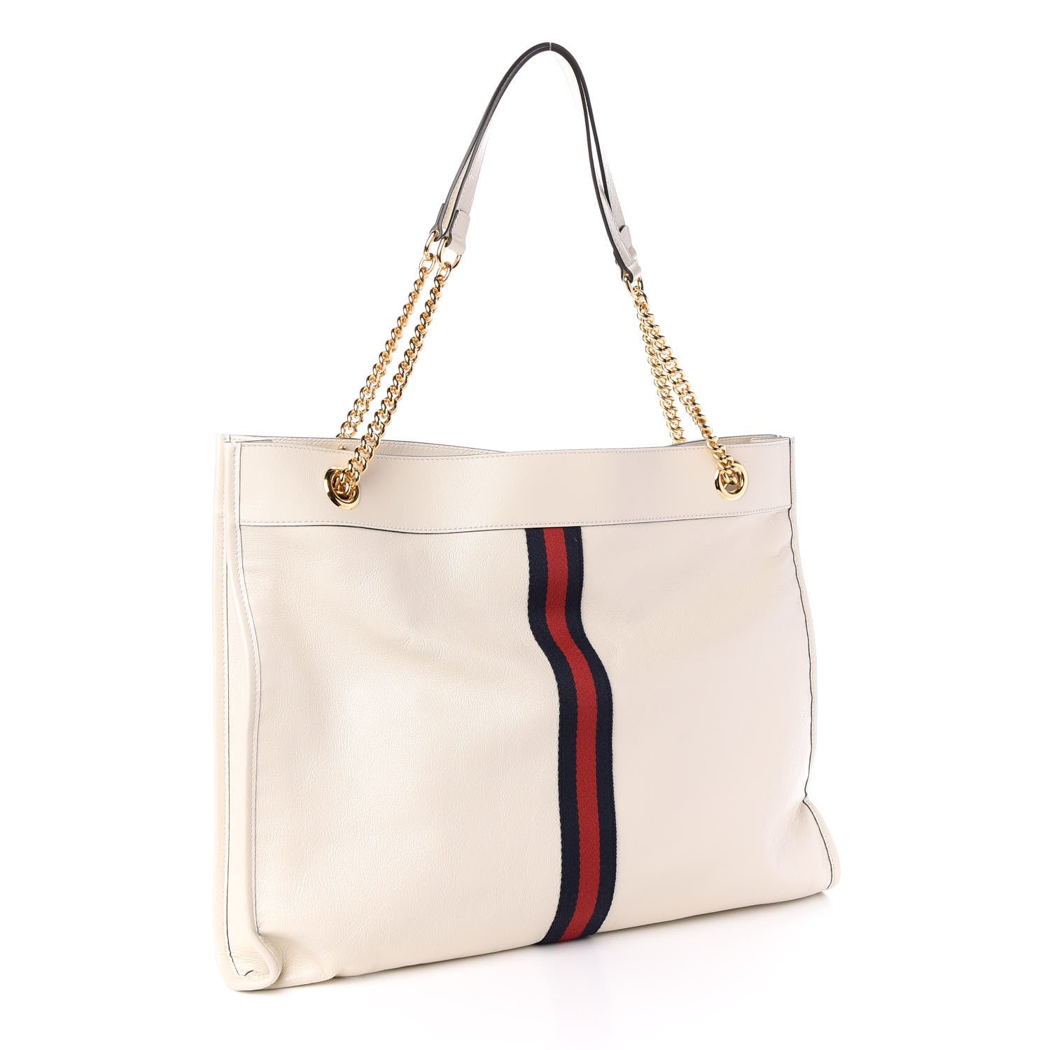 Gucci Suede Calfskin Large Rajah Chain Tote White 3 of 9