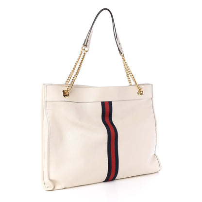 Gucci Suede Calfskin Large Rajah Chain Tote White 3 of 9