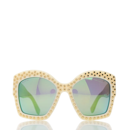 Gucci Square Frame Star Sunglasses GG 3870/S Ivory Gold 2 of 7