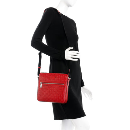Gucci Guccissima Signature Small Messenger Bag Hibiscus Red 2 of 7