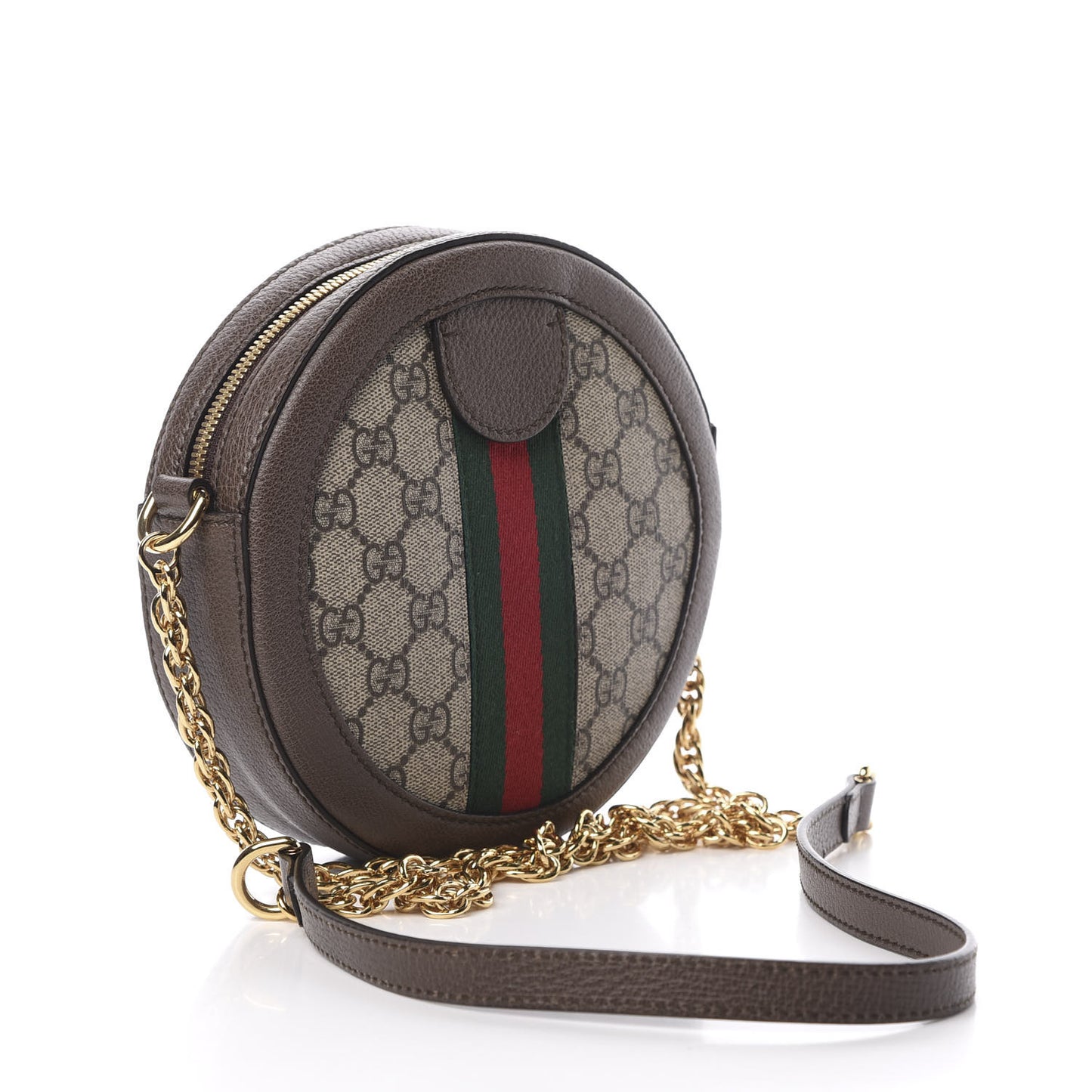 GG Supreme Monogram Web Mini Ophidia Round Shoulder Bag Brown