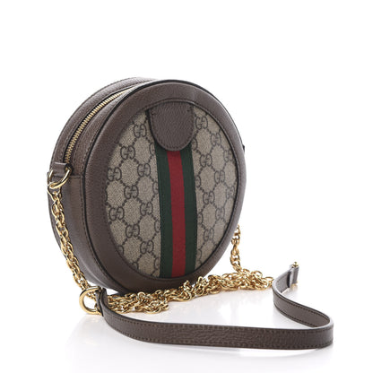 Gucci GG Supreme Monogram Web Mini Ophidia Round Shoulder Bag Brown 3 of 12