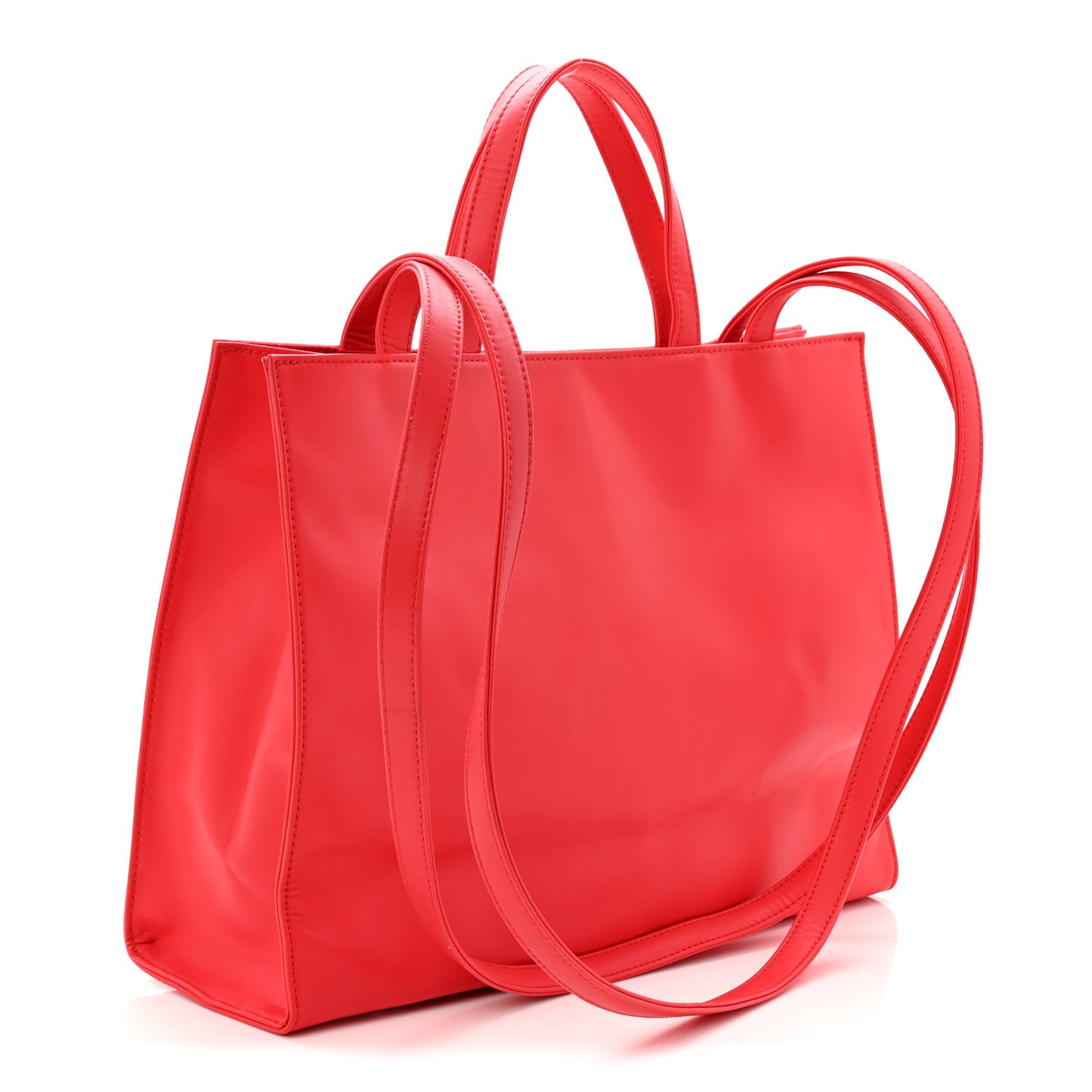 Vegan Leather Medium Shopping Bag Red