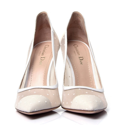 Christian Dior Mesh Plumetis Tulle D-Moi Pumps 40.5 White 2 of 6