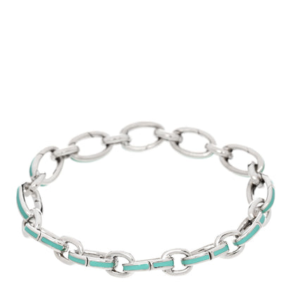 Tiffany Sterling Silver Enamel Clasping Link Bracelet Blue 1 of 3
