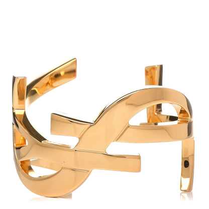 Saint Laurent Brass Monogram Medium Cuff Bracelet Gold 1 of 4