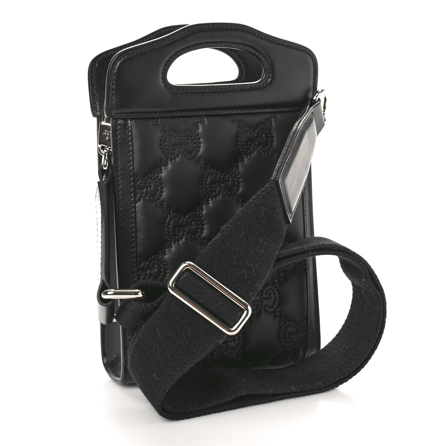 Gucci Nylon Calfskin Enamel GG Matelasse Mini Top Slip Handle Crossbody Bag Black 3 of 8