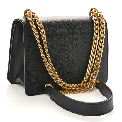 Prada Saffiano Chain Shoulder Bag Black 2 of 8