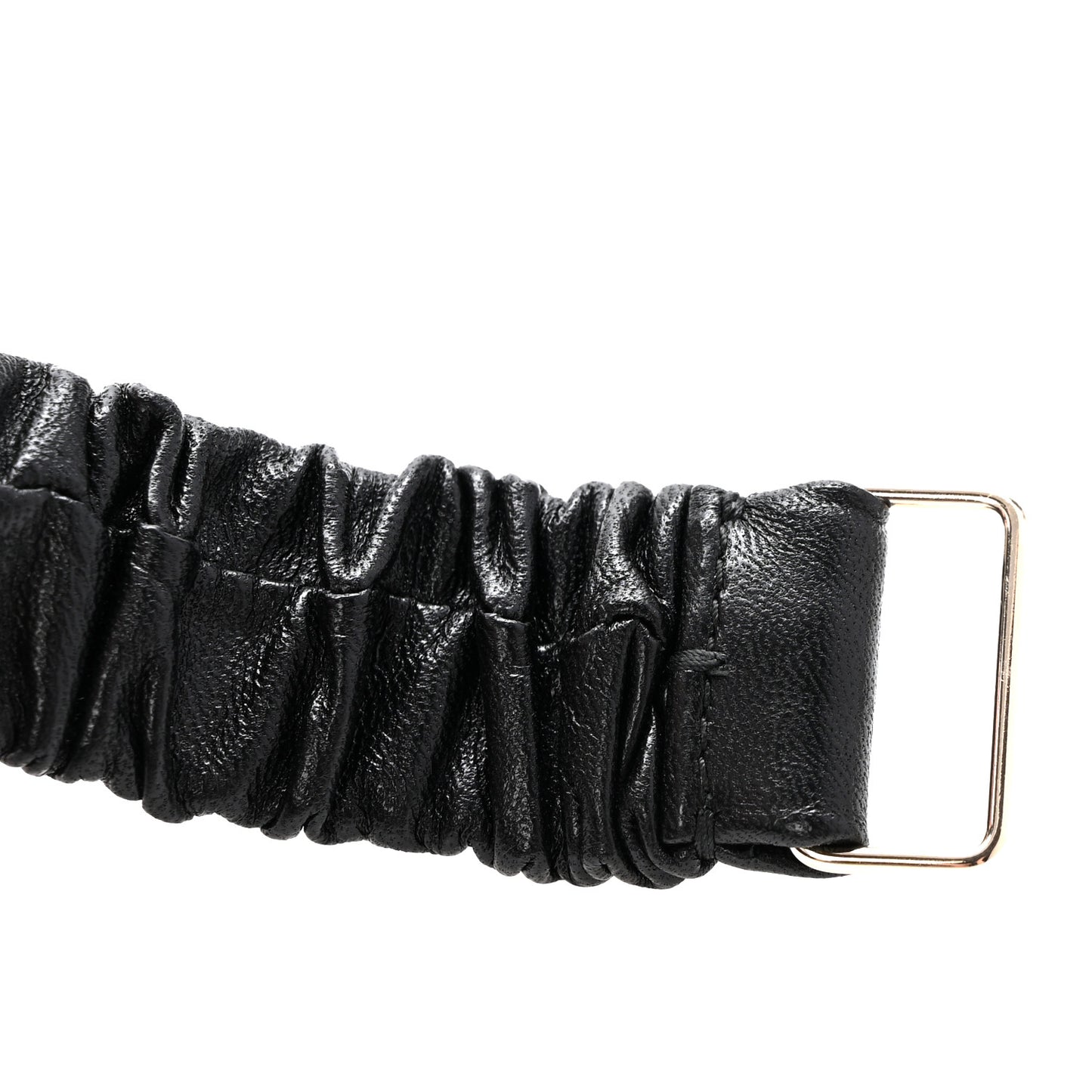 Lambskin Metal Strass Ruched Chain CC Belt 90 36 Black
