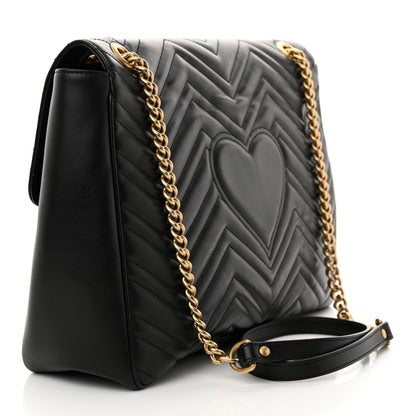 Gucci Calfskin Matelasse Large GG Marmont Shoulder Bag Black 3 of 12