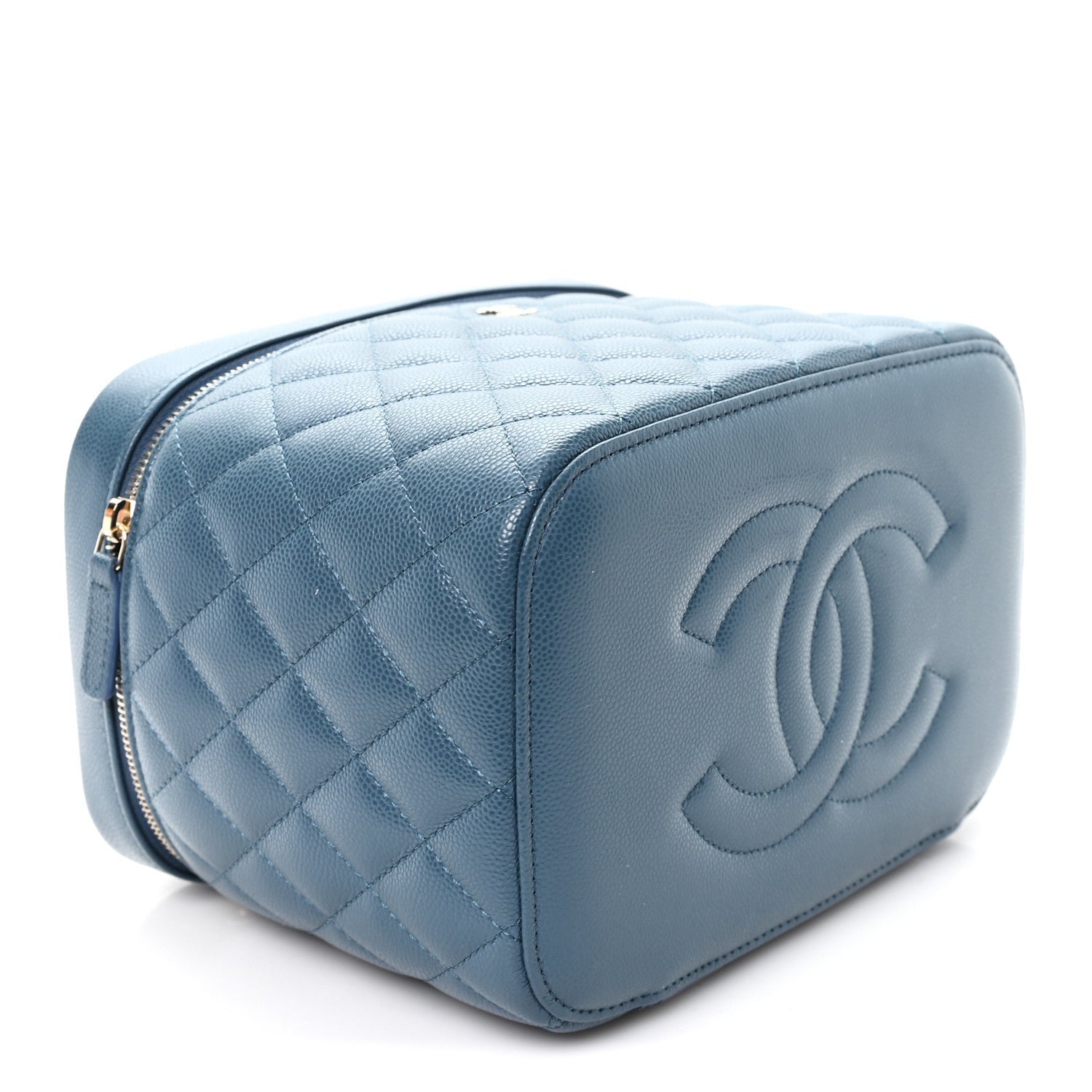 Chanel Caviar Quilted Large Vanity Pouch Blue 4 of 8