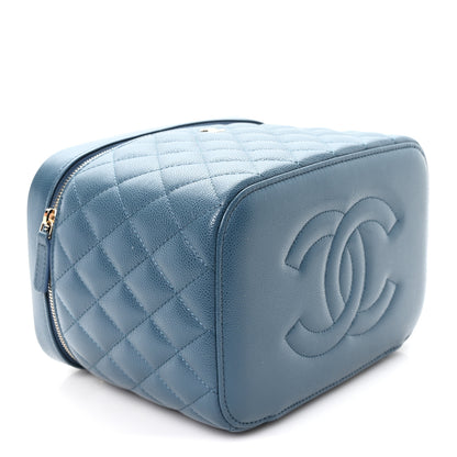 Chanel Caviar Quilted Large Vanity Pouch Blue 4 of 8